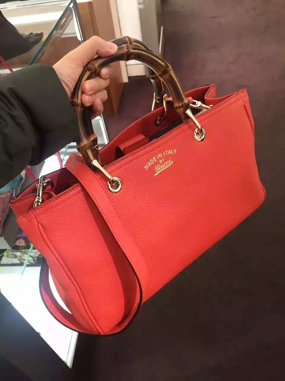 Authentic Gucci Bamboo Shopper Tote Bag 323660 Fuchsia